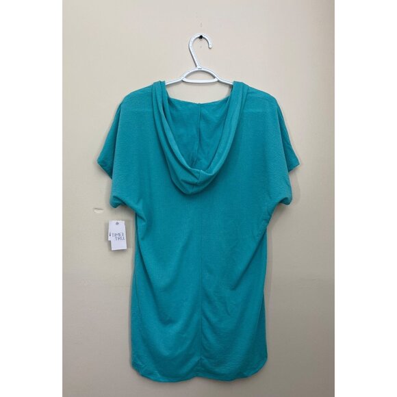 3 For $6 NWT Time And Tru Womens Small (4-6) Green Short Sleeve Hooded Cover Up - Picture 2 of 4